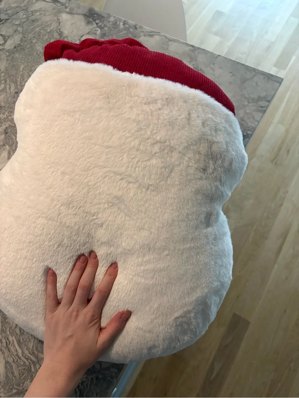 New Large Plush Santa Holiday Decorative Pillow - White and Red